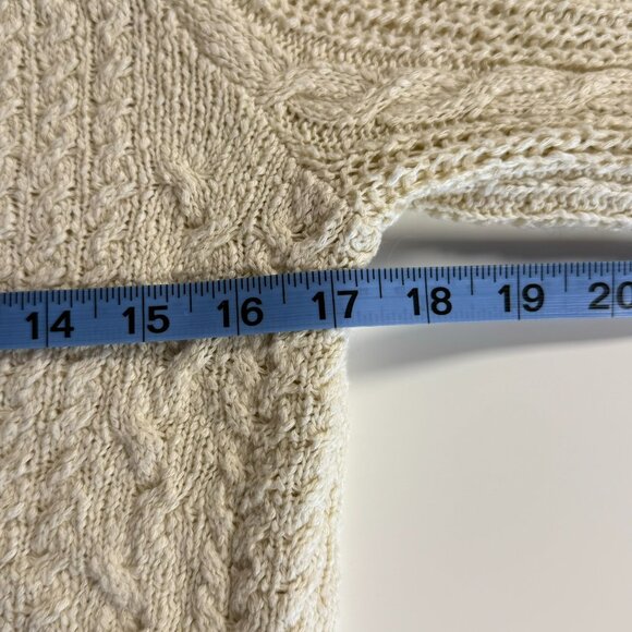 Free People Long Sleeve Villa Cable Pullover Ivory Neutral Size Medium - Picture 8 of 9